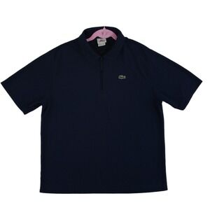 Lacoste Sport Polo Shirt Men's Size Large 6 Navy Blue Quarter Zip Short Sleeve